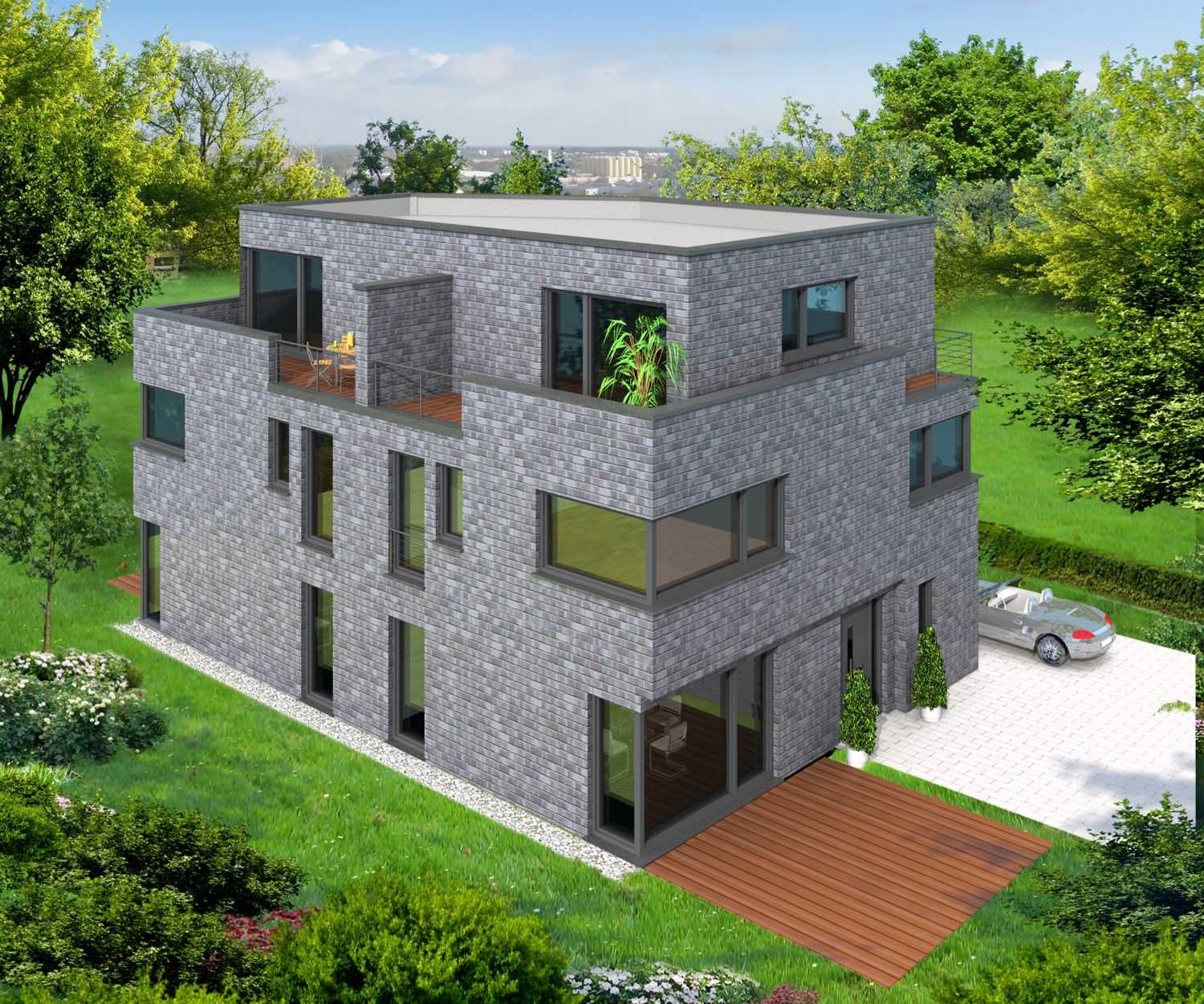 Architekturvisualisierung Doppelhaus