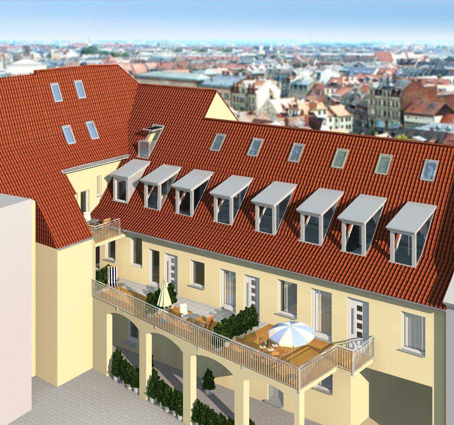 Visualisierung der Hofseite BV Altbau-Sanierung, Pfinztalstrasse 13 in Karlsruhe/Durlach für GEM Ingenieurgesellschaft mbH (2009)