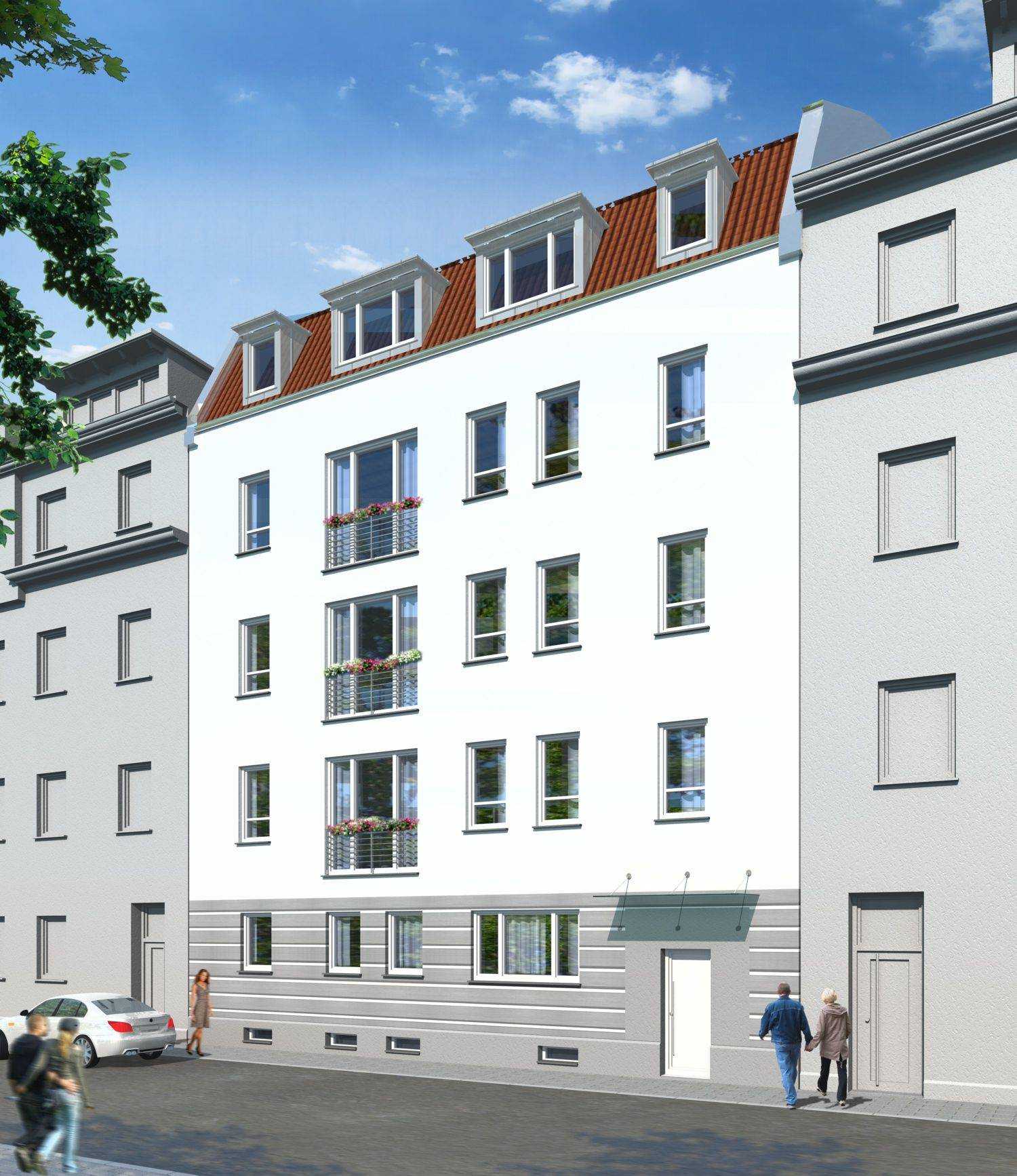 Architekturvisualisierung Sanierung Altbau (Straßenseite) in Adamstrasse 41, 90489 Nürnberg, für Kaller & Kaller Werbeagentur GmbH & Co. KG in 2012