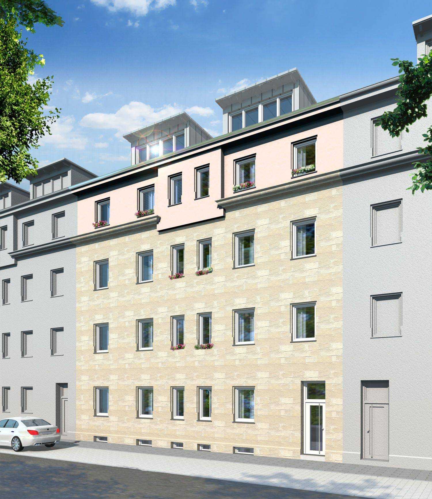 Architekturvisualisierung Straßenseite Revitalisierung Altbau in Adamstraße/Nürnberg für Kaller & Kaller Werbeagentur GmbH & Co. KG (2012)