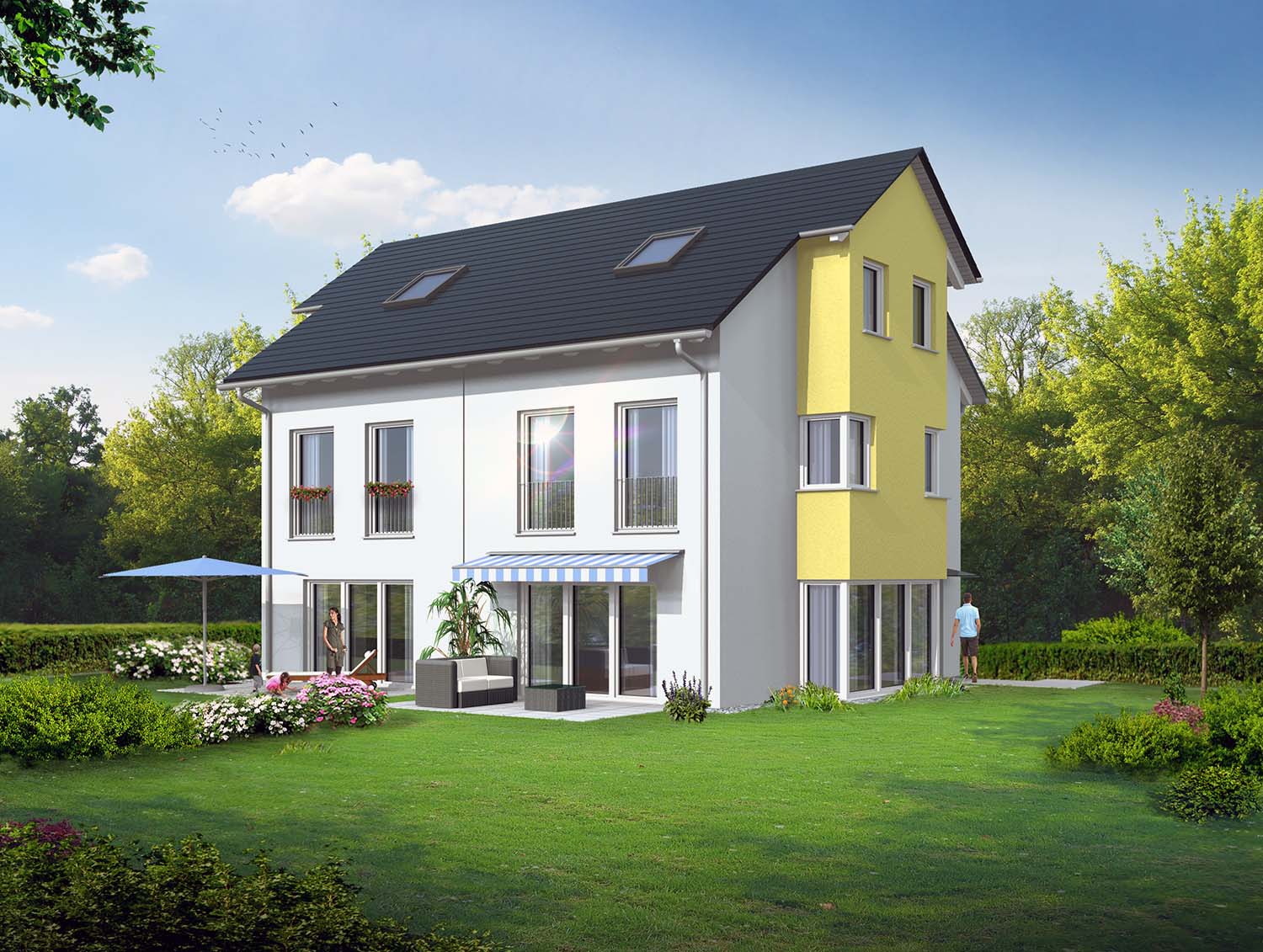 3D Architektur Visualisierung Doppelhaus für Baugesuch in Sindelfingen visualisiert für Eisinger Projektentwicklungsgesellschaft mbH aus Stuttgart (Jahr 2015)