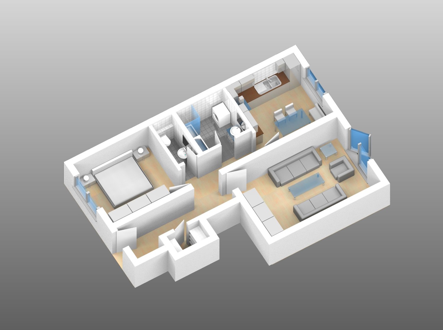 Architekturvisualisierung 3D Perspektive Grundriss / Ebene