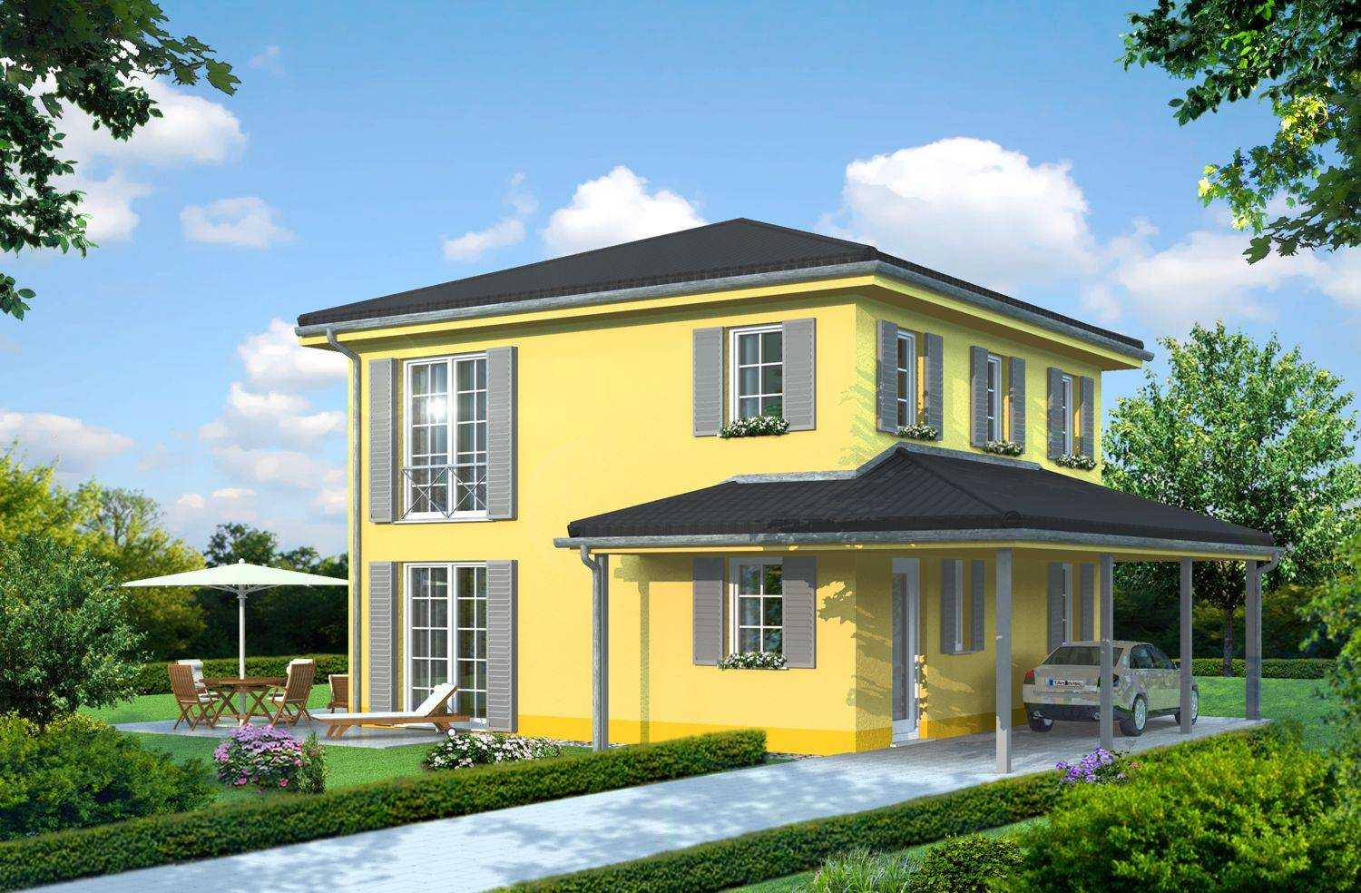 Architekturvisualisierung Eingangs-/Terrassenseite Villa für die Firma BRALE (Jahr 2011)