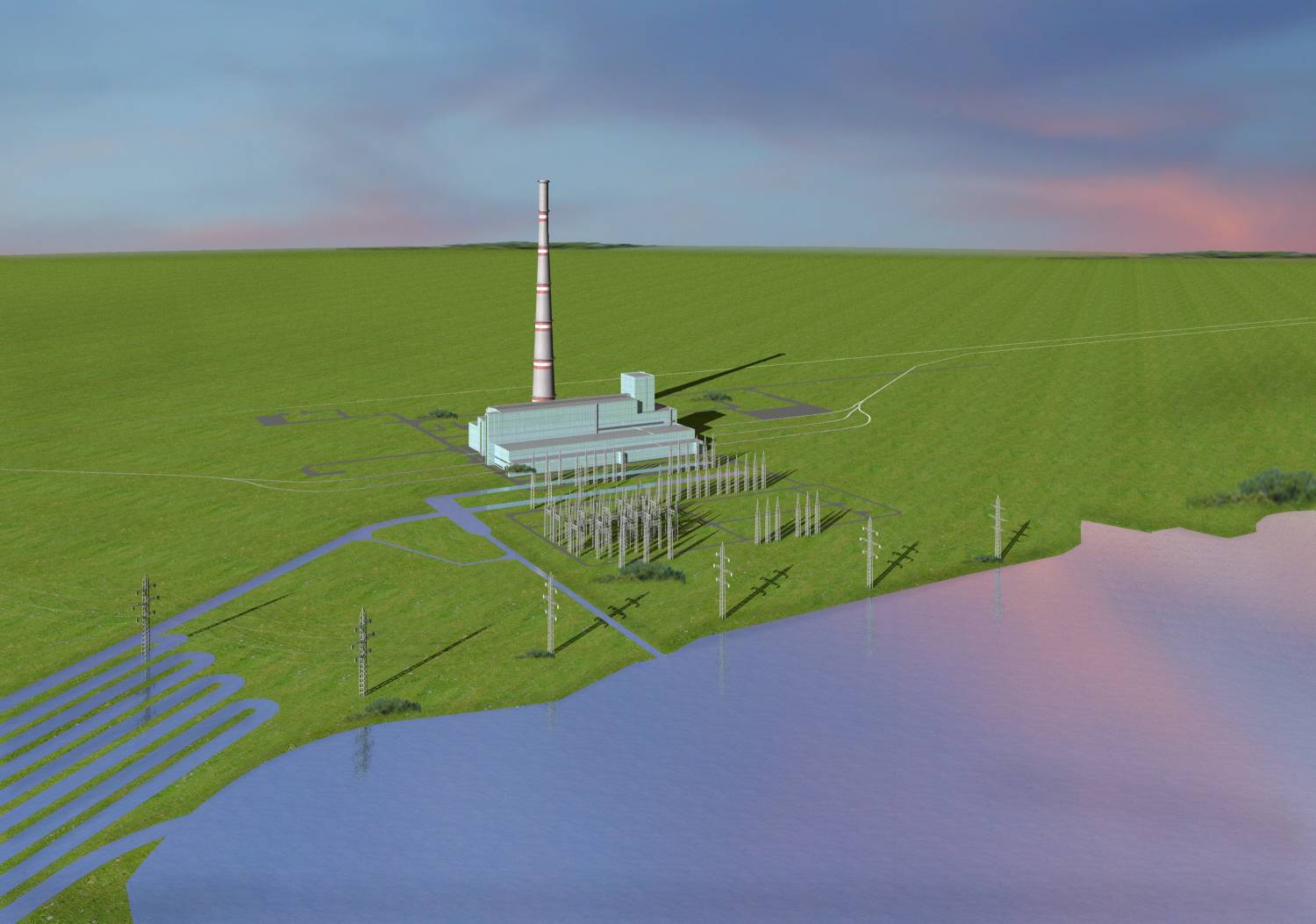 Architektur Visualisierung Wärmekraftwerk