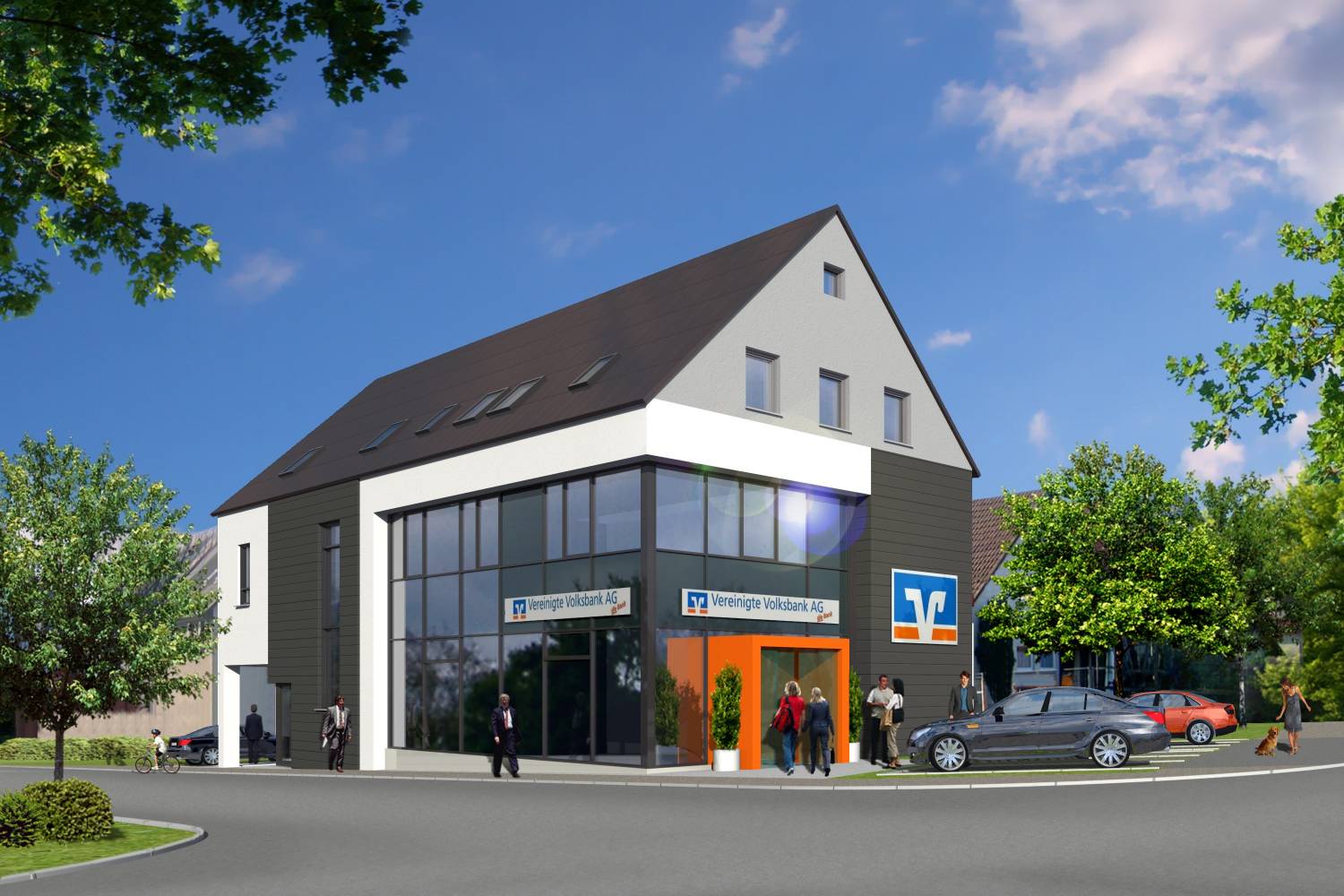 Architektur Visualisierung Bankfiliale