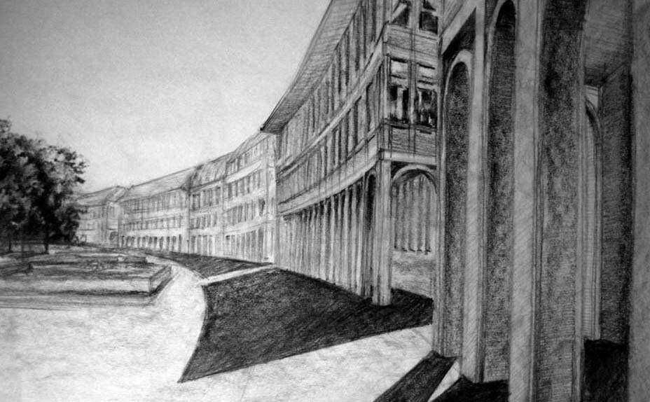 Architekturzeichnung als klassische Handzeichnung - die etwas andere Architekturvisualisierung.