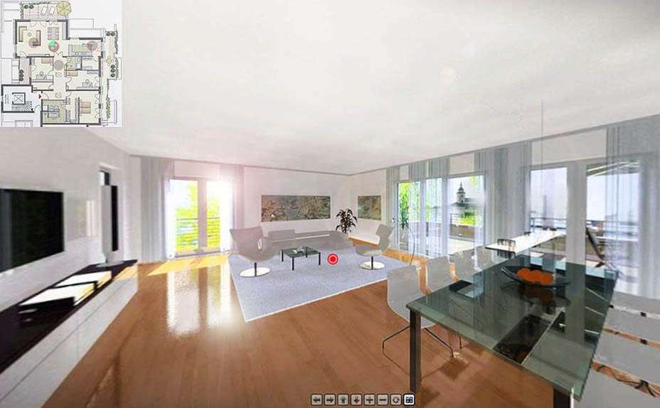 Architekturvisualisierung als 360° interaktives VR Architektur Panorama - mittendrin mit Rundumsicht
